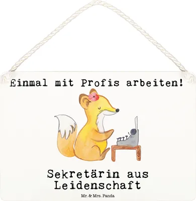 Produktbild von Mr. & Mrs. Panda holzbild Sekretärin Leidenschaft DIN A6 - Weiß - Geschenk, Türschild, kleine aufmerksamkeit, wandtafel, Schild, Dekoschild