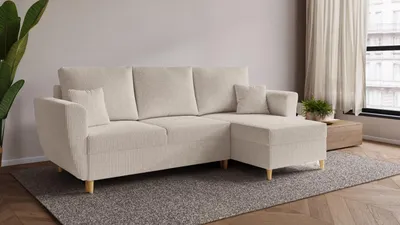 Obrázek produktu pro Rohová rozkládací sedačka SAVONA - béžová - manšestrová látka - LINCOLN 03