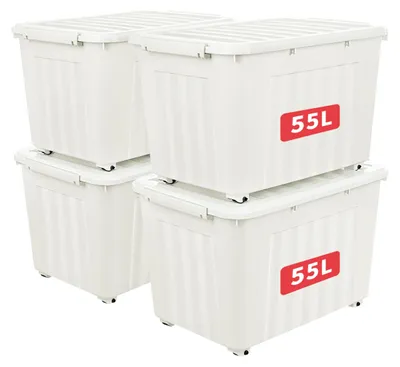 Produktbild von Plastik Aufbewahrungsbox - Organisierende Container - Weiß - Stapelbar und nestbar - Tragetasche