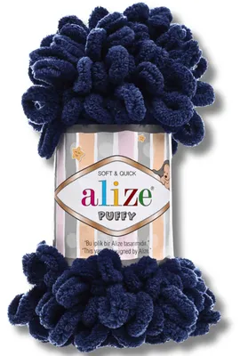 Obrázok produktu pre Alize 1x 100 g vlna Puffy, jednofarebná, na háčkovanie a pletenie (námornícka modrá – 58)