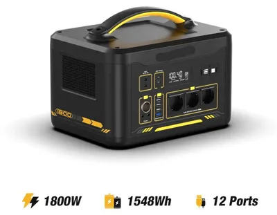 Imagen del producto de Central eléctrica portátil - Generador de energía - Batería externa - Portátil - Batería LiFePO4 - 1548 Wh - 1800 W - Generador solar