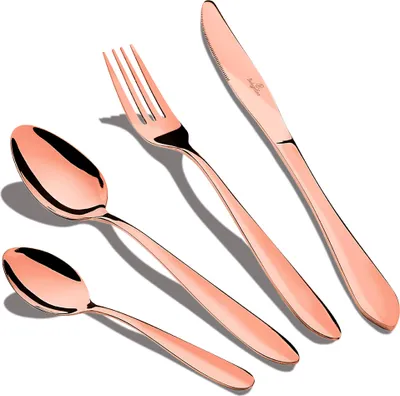 Immagine prodotto di Berlinger Haus Posate a specchio oro rosa Placcate oro 24 pezzi in acciaio inox lucido, set 6 persone, design moderno oro rosa