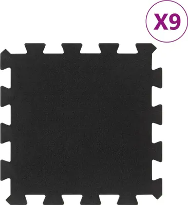 Produktbild von Bodenfliesen aus Gummi 9 Stk. Schwarz 16 mm 30x30 cm