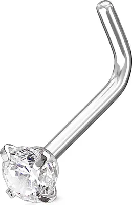 Produktbild von Nasenpiercing Stecker Nasenstecker Stift Nasen Piercing gebogen Zirkonia Kristall L-Form silber-klar 1 mm