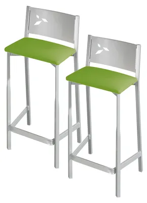 Obrázek produktu pro ASTIMESA Dva taburety do kuchyně, výška 60 cm, umělá kůže, zelená barva