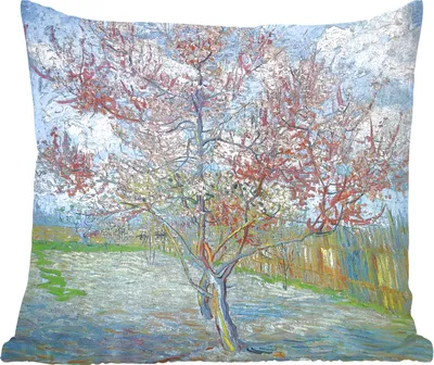 Produktbild von MuchoWow® Zierkissen Sofakissen Wohnzimmer Dekokissen 45x45 cm Der rosa Pfirsichbaum - Gemälde von Vincent van Gogh - Schlafpolster - Polster für das Sofa