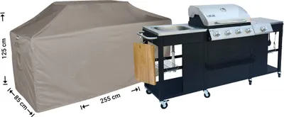 Produktbild von Raffles Covers Schutzhülle XL Outdoor-Küchen 255 x 85 H: 125/115 cm | Atmungsaktiv | Wasserdicht | UV-beständig | Doppelnähte | Elastischer Kordelzug
