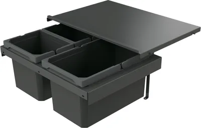 Zdjęcie produktu dla Naber 8013381 Kosz na śmieci Cox Stand-UP® 250 S/600-3 bez pokrywy antracyt, 25 (1x13/2x6) litrów / 60 cm szerokości szafki