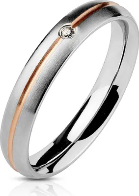 Produktbild von viva-adorno Gr. 49 (15,6 mm Ø) Damen Ring Verlobungsring Edelstahl Silber / Rosegold mit Zirkonia RS57,