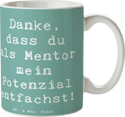 Produktbild von Mr. & Mrs. Panda Tasse Spruch Mentor Potenzial - Meeresbrise - Geschenk, Anerkennung, Bedanken, Danke sagen, Inspiration, Becher, Kaffeetasse, Wertschätzung, Teepott, mit