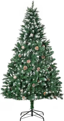 Produktbild von Künstlicher Weihnachtsbaum 180 cm Kieferbaum künstlich mit 59 Zapfen, Schnee, 1111 Spitzen für drinnen