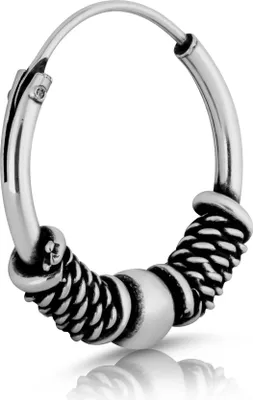 Produktbild von Einzel Ø 14mm Bali Creole 1,2mm Kugel Keltisch 925 Sterling Silber Gothic 4343