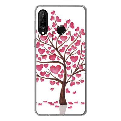 Produktbild von MuchoWow® Handyhülle Schutzhülle Hülle für Huawei P30 Lite Eine Illustration eines Baumes mit Herzen Silikon Softcase Handy Hülle - Handyhülle