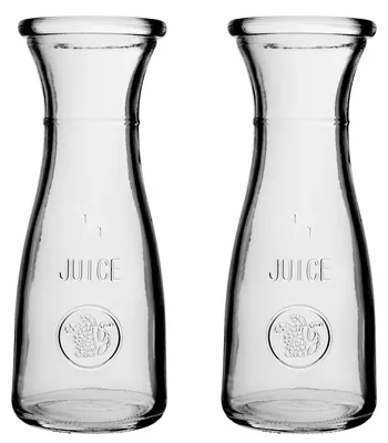 Produktbild von Glas-Wasserkaraffe - Getränkekanne 1 Liter - 2er Set - Für Wasser, Saft und Limonade - Lebensmittelecht FCM-