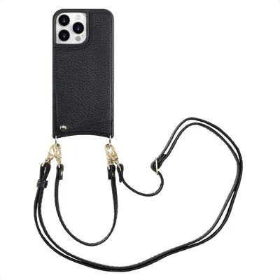 Zdjęcie produktu dla Etui na telefon Selencia Nova z kablem i uchwytem na kartę do Apple iPhone 15 Pro Max - czarny