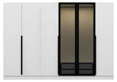 Produktbild von Roviano - Großer Kleiderschrank, 270x210h cm Weiß, Kleiderstange