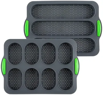2er-Set Silikon-Brotbackform, antihaftbeschichtet, Baguetteform