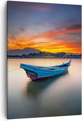 Produktbild von Bild auf Leinwand - Leinwandbild - Einteilig - Westen Sonne Boot - 50x70cm - Wand Bild - Wanddeko - Wandbilder - Leinwanddruck - Kunstdruck - Wanddekoration - Leinwand bilder - Wandbild - PA50x70-4791