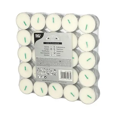 Produktbild von Papstar Teelichter Ø 37,2 mm · 17,9 mm weiß aus 100 % Stearin, 10 x 50 Stück