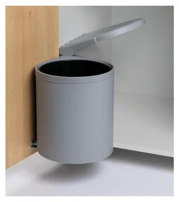 Produktbild von Einbau-Abfallsammler 12 Liter Grau - ausschwenkbarer Mülleimer für Schrankmontage, automatischer Deckel, Kunststoff, 265x290x265mm