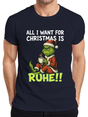 Produktbild von All I want for Christmas is Ruhe weihnachtsgrinch sarkastisch Herren T-Shirt, Navy, 3XL