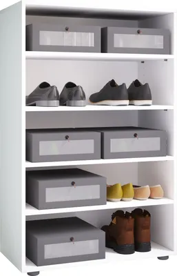 Image de Armoire à chaussures en bois | Dimensions: H. 110 x W. 70 x D. 37 cm | Armoire polyvalente | 5 compartiments | Sans portes– Lona