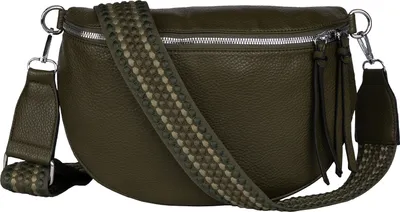 Produktbild von Bauchtasche (TTL-185) Umhängetasche Crossbody-Bag Hüfttasche Kunstleder Italy-Design DARK GREEN