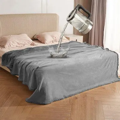 Productafbeelding van Famanu Fleece deken, waterdicht - Wasbare bankhoes en bedbeschermer voor kamperen en auto - 152 x 127 cm - Grijs