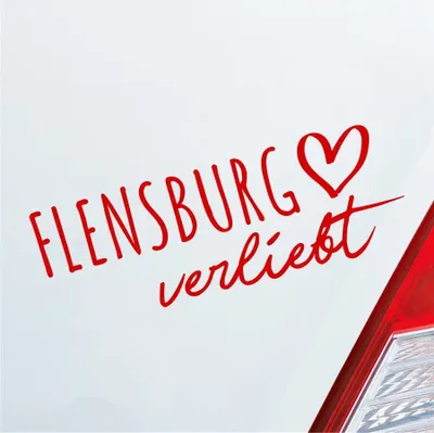 Produktbild von Auto Aufkleber Flensburg verliebt Herz Stadt Heimat Liebe Car 19x7 cm Rot Sticker Heckscheibenaufkleber