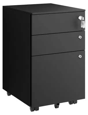 Aktenschrank 3 Laden, Metall, Schwarz, 3 Schlösser