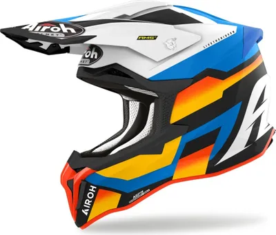 Produktbild von Crosshelm Schutzhelm Motorradhelm AIROH Strycker Glam Weiß Blau Orange Größe M