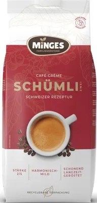 Produktbild von Minges Café Crème Schümli 2 | ganze Bohne | 1000g