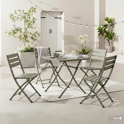Produktbild von home24 Gartenessgruppe - 5-teilig - Stahl - Anthrazit