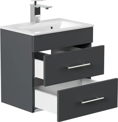 Produktbild von Badmöbel Waschplatz Breite: 50 cm "Portus 500 SlimLine" Grafit