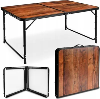 Immagine prodotto di Tavolo pieghevole Tavolo da campeggio 120x60x69,5 cm Tavolo pieghevole da giardino Tavolo pieghevole per feste; Marrone