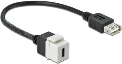 Produktbild von Keystone Modul USB 2.0 C Buchse zu USB 2.0 A Kabel, weiß