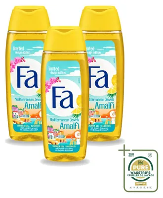 Zdjęcie produktu dla 3 sztuki żelu pod prysznic Fa Mediterranean Jewels Amalfi - Orchidee & Citrus - 250 ml - zestaw ekonomiczny