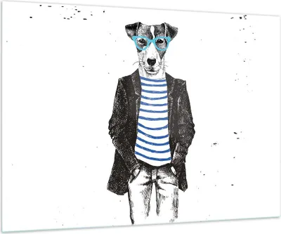 Produktbild von Bilder auf glas - Hund Abstraktion - 100x70cm - Glasbilder - Wandbilder - Kunstdruck - zum Aufhängen bereit - Wanddekoration aus Glas - Glas Bilder - Wandbild auf Glas - Einteilig - GAA100x70-3848