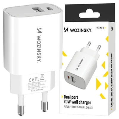 Immagine prodotto di Wozinsky Wgwcw Caricatore di rete Usb-A Usb-C 20W - Bianco