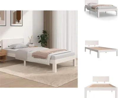 Produktbild von vidaXL Massivholzbett Weiß Kiefer 90x200 cm -  Betten & Bettgestelle