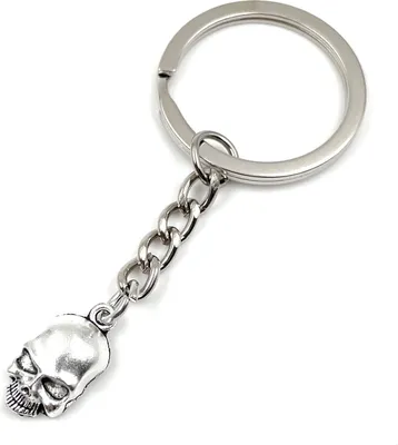 Produktbild von Onwomania Totenkopf mit Gebiss Schlüsselanhänger Metall Glücksbringer in Alu Geschenkbox, ideal zum Verschenken