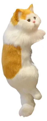 Produktbild von Realistische, flauschige Katzenfigur aus Plüsch, flauschiges Kätzchenmodell, hängende Katzendekoration für Zuhause, TV-Ständer, Regal.