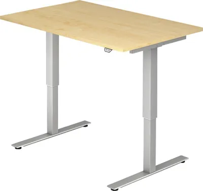 Obrázok produktu pre Hammerbacher VXMST12/3/S Stôl na sedenie/stojan s T-nohou - 120 x 72-119 x 80 cm, elektricky výškovo nastaviteľný, javor