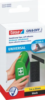 Produktbild von tesa ON&OFF Universal Klettband schwarz 1m 20mm