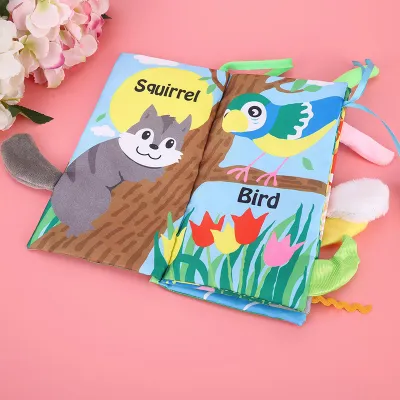 Produktbild von Baby-Stoffbuch für Kleinkinder, frühpädagogisch, 3D-Tierschwanz mit Ring, Papiertier