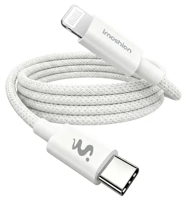 Image de Câble tressé USB-C vers Lightning, 30W, 2 mètres, blanc (imoshion)