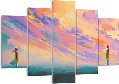 Produktbild von Bild auf Leinwand - Leinwandbild - Menschen Wiese Natur - 150x100cm - Wand Bild - Wanddeko - Leinwanddruck - Bilder - Kunstdruck - Wanddekoration - Leinwand bilder - Wandkunst - EA150x100-3845