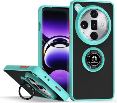 Immagine prodotto di Custodia per Oppo Find X7 traslucida opaca in TPU con supporto ad anello e supporto Blu