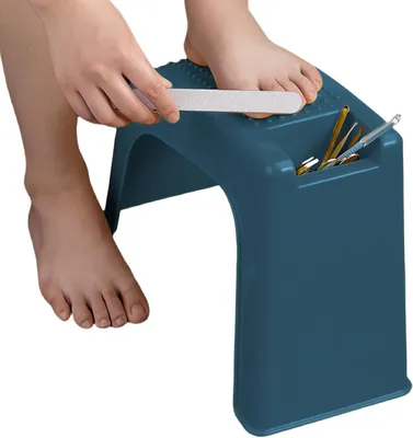 Productafbeelding van Pedicure Kruk - Voetenbank Nagelverzorging - Voetverzorging Thuis - Antislip Onderzijde - 17.5 x 29 x 17.5 cm - Blauw