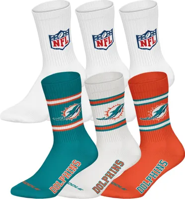 Produktbild von NFL Uni Socken, 6er Pack - NFL Teams, 6Pack Crew Socks, Football, Logo, Baumwollmischung Miami Dolphins/Weiß 39-42